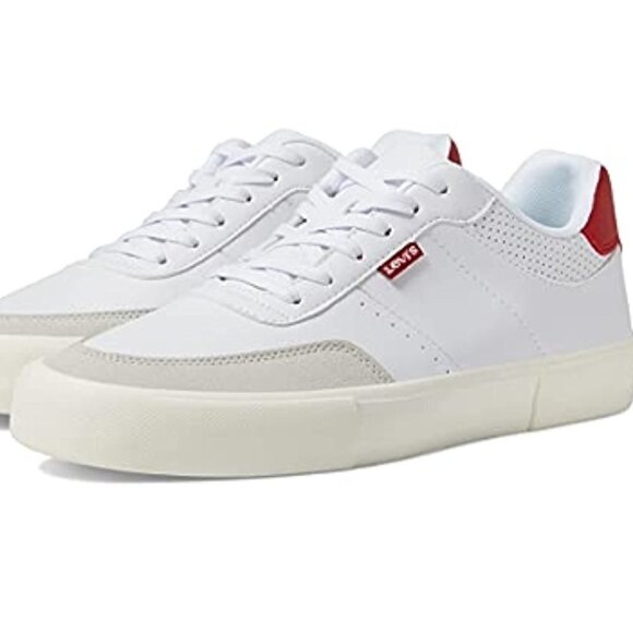 NEW LEVI'S Shoes Munro NewAmericana Sneakers White Red Gray Size 10 - Picture 1 of 10
